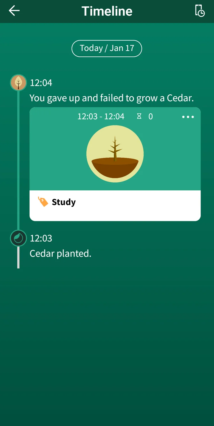 The Timeline view in the Forest app. Source: Tech.co testing