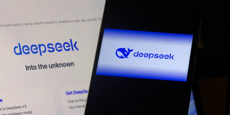 DeepSeek AI on a computer and a phone