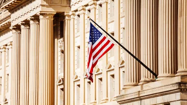 US flag outside federal building