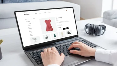 Woman building an online store