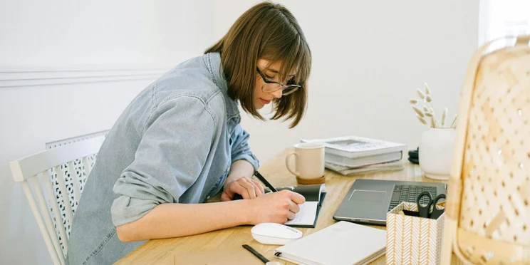 Woman working at a desk