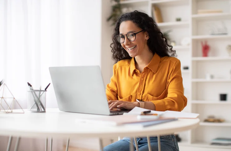 Remote worker working at laptop