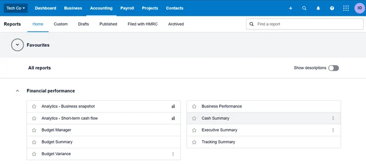 Xero lets you measure a range of metrics with its reporting features