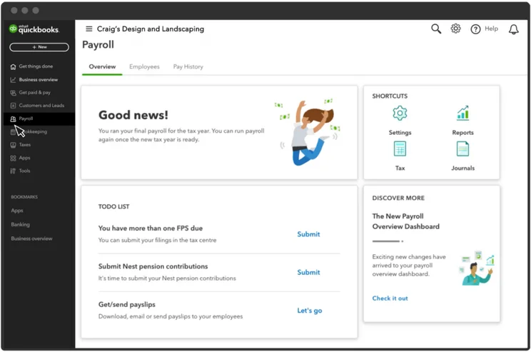 Screenshot of QuickBooks Payroll add-on. Source: People Managing People