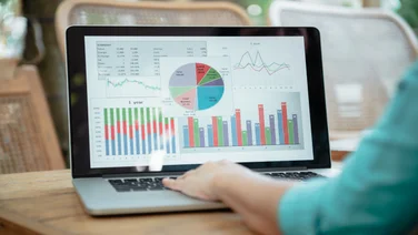 Person working on accounting software on laptop