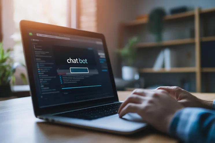 Remote worker using an AI chatbot