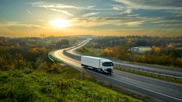 Truck driving on highway