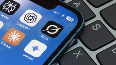 Phone screen with AI chatbot apps on its