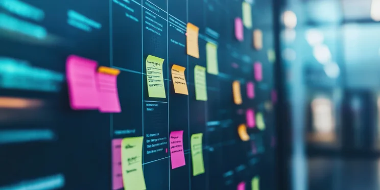 Post-it notes on a blackboard