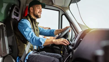 Man driving truck
