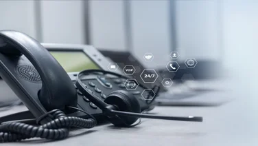 VoIP phone on desk