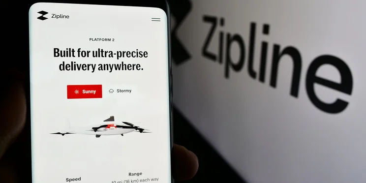 Zipline app open with logo in background