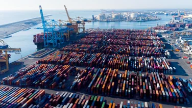 Cargo containers on lot