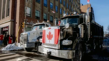 A truck with a Canada flag