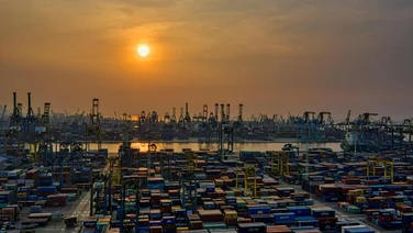 Sunset on a shipping operation