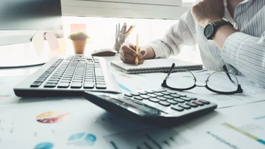 Accountant working at desk