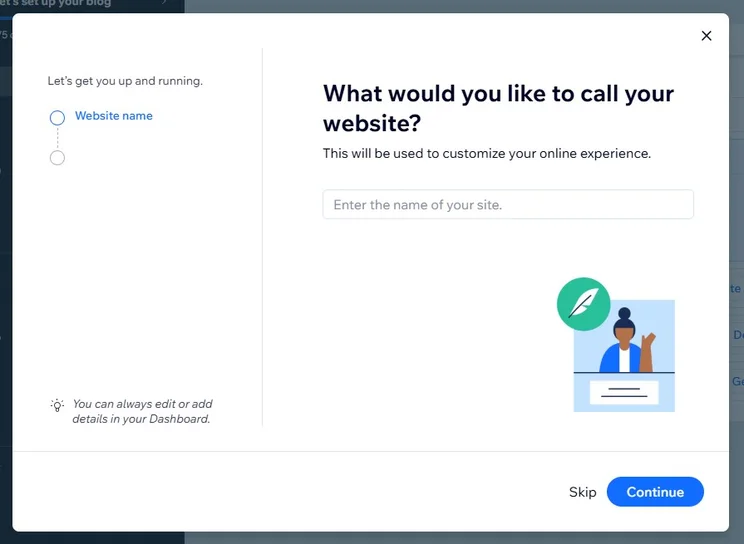 Wix Website Name Prompt. Source: Tech.co