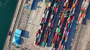 Shipping containers on a ship