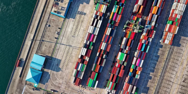 Shipping containers on a ship