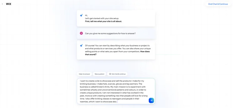 Wix Website Builder AI Prompt. Source: Tech.co