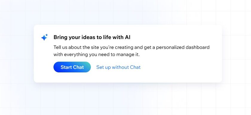 Wix onboarding interface prompting users to describe their website concept