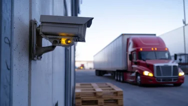 Truck with security camera in the foreground
