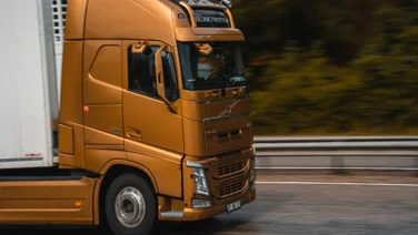 truck with an orange cab