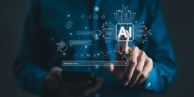 Finger pressing an AI icon