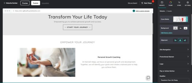 GoDaddy generated website