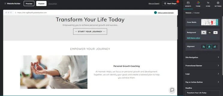 GoDaddy generated website
