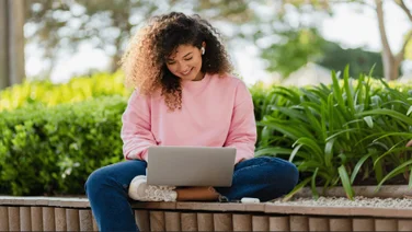 Woman working on laptop