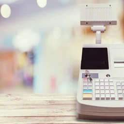 Cash register on table