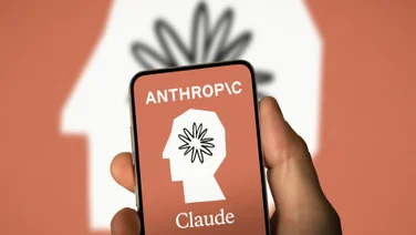 Anthropic logo and graphic on phone