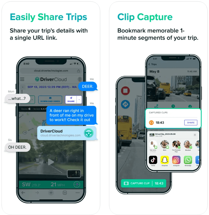 Driver dash cam app recordings
