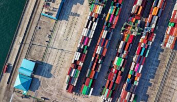 Shipping containers on ship