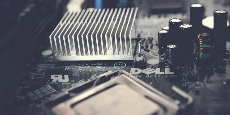 Dell logo on a computer part