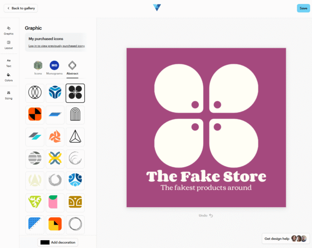 We were able to edit and customize the logos created by VistaPrint. Source: Tech.co testing