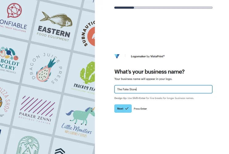 VistaPrint asked us our company name before creating our logo. Source: Tech.co testing