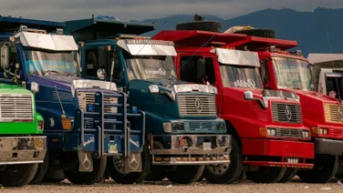 fleet of trucks in a row