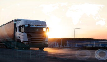 Driverless truck on the road