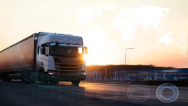 Driverless truck on the road