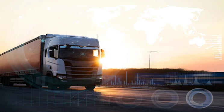 Driverless truck on the road
