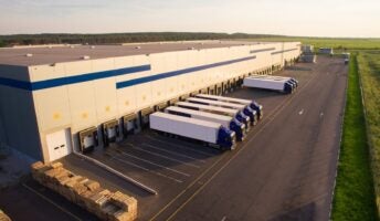 trucks parked in depot