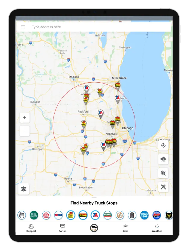 Road Hunter helps you find nearby truck stops