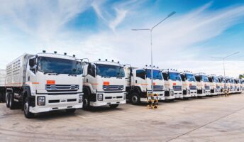 A row of trucks