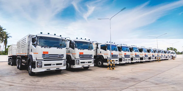 A row of trucks