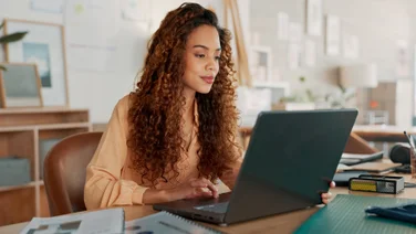 Woman working on laptop