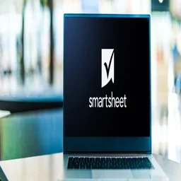 Smartsheet logo on laptop screen