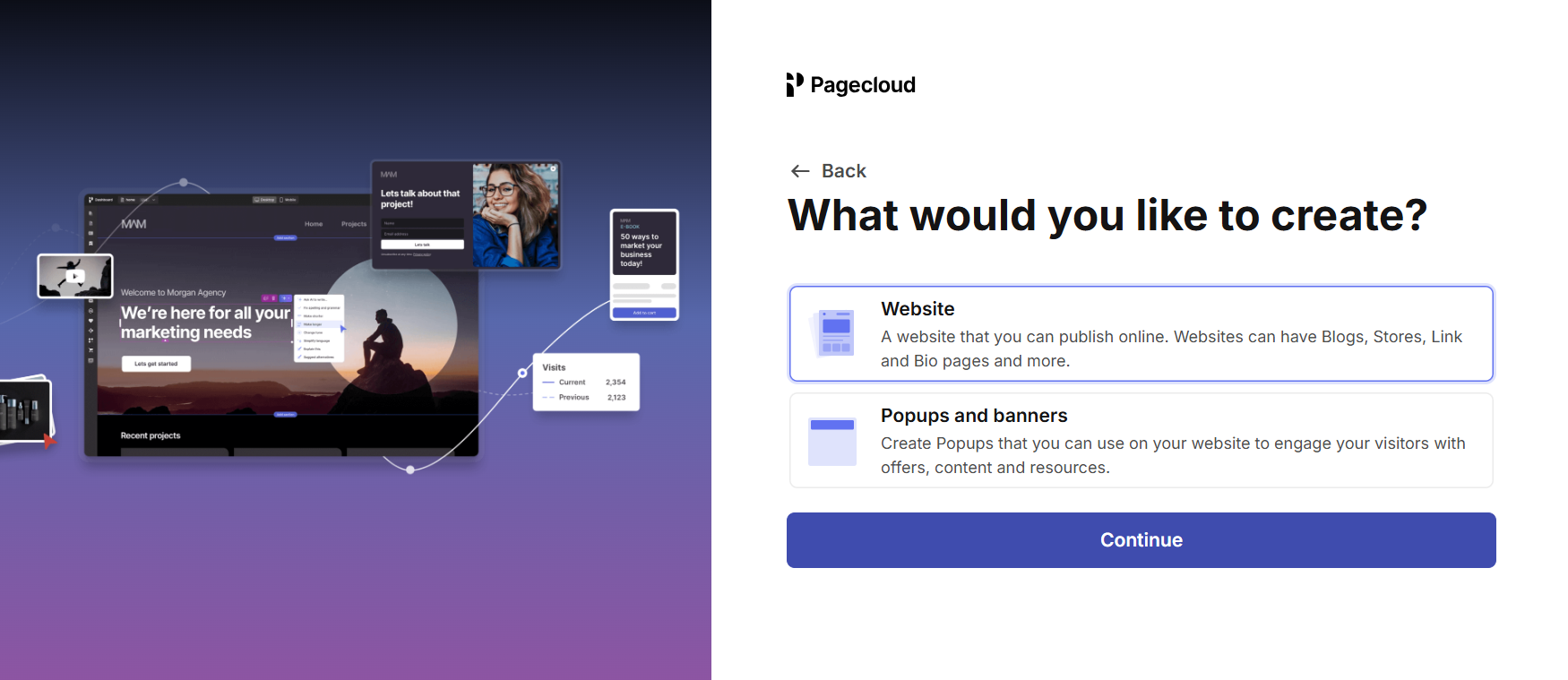 Screenshot of Pagecloud onboarding. Source: Tech.co testing