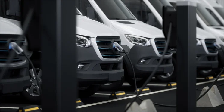 Fleet of electric trucks charging